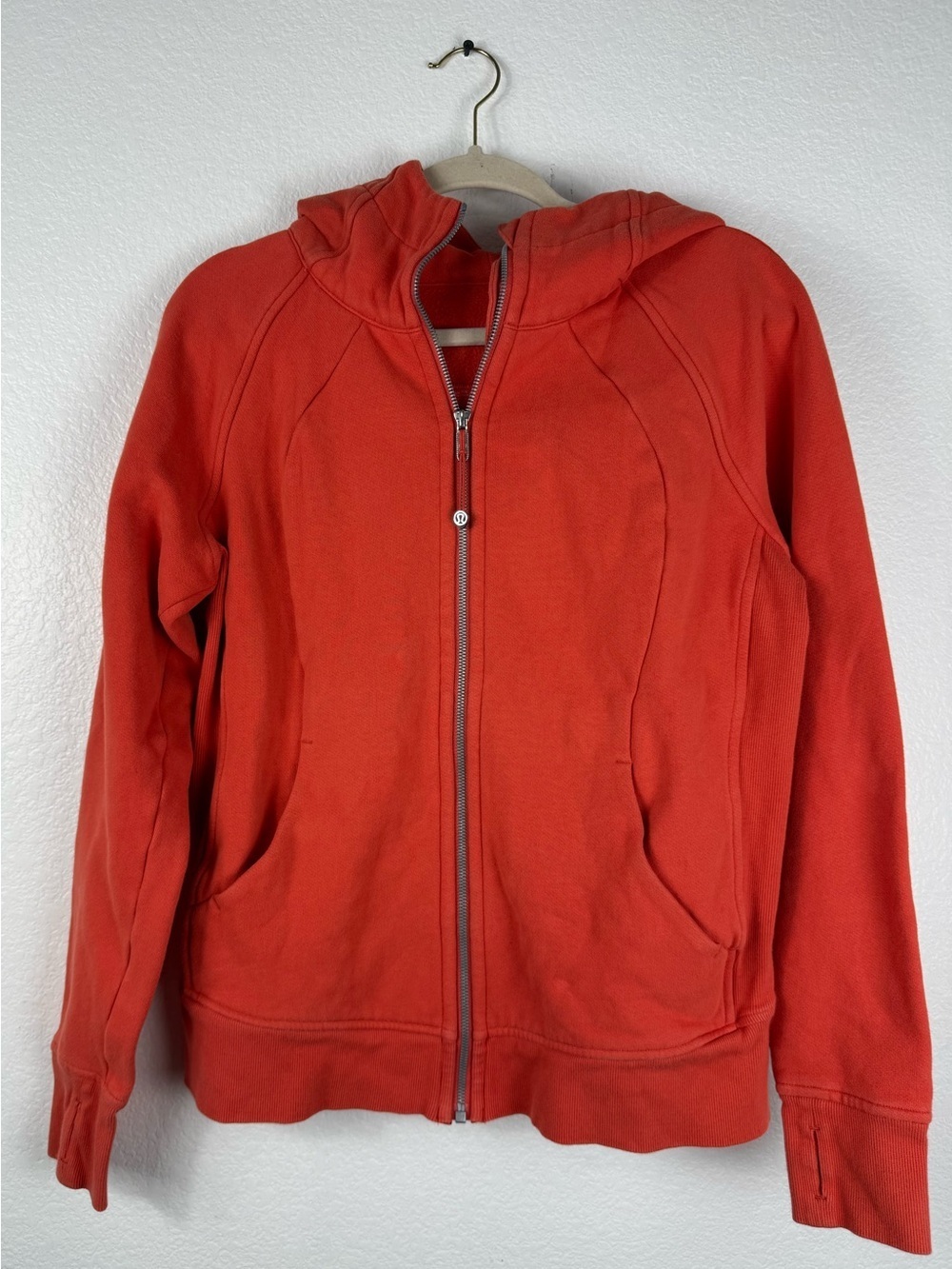 Lululemon orange Scuba Full Zip Hoodie jacket size 10